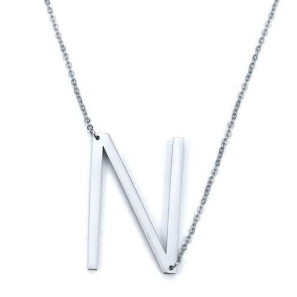 Diagonal N Initial Necklace